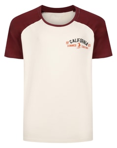 Bigdude California Raglan Crew Neck T-Shirt ECRU Burgundy
